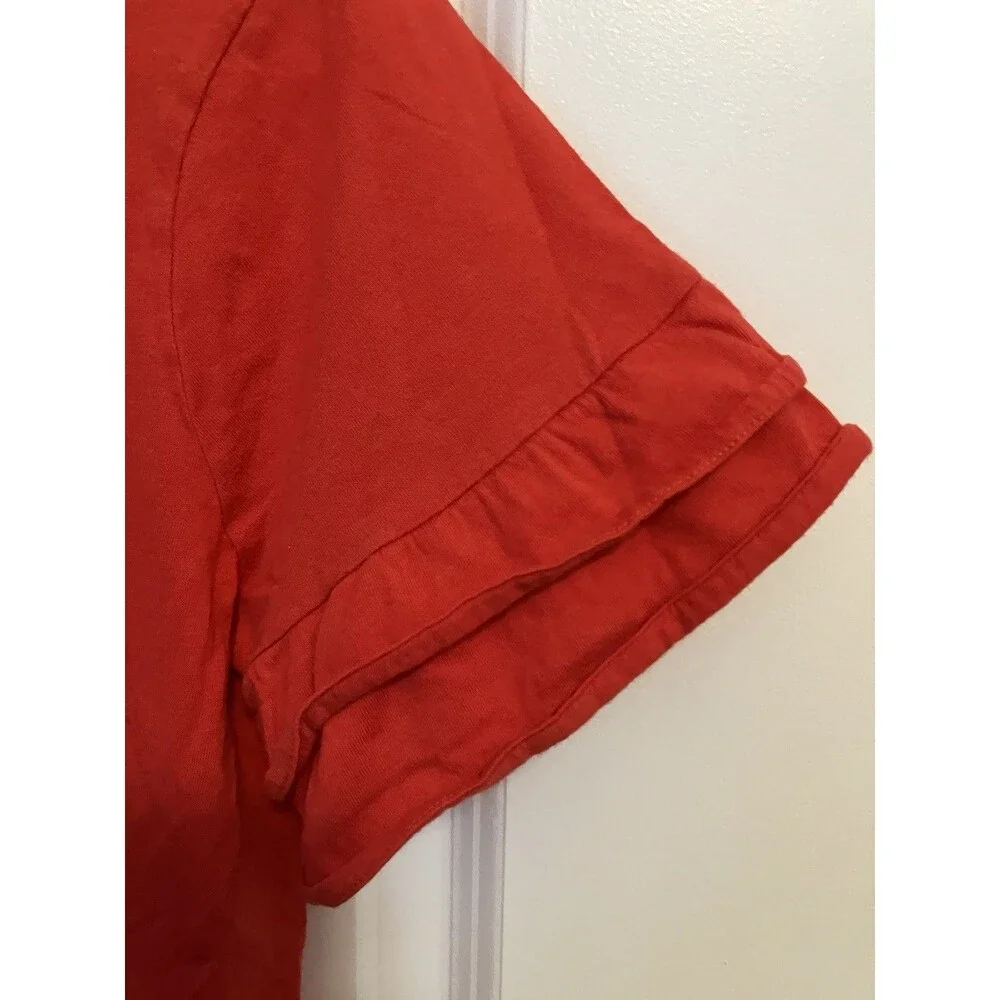 Michael - Michael Kors Red Top Women’s Small Ruffled Short Sleeve T-shirt